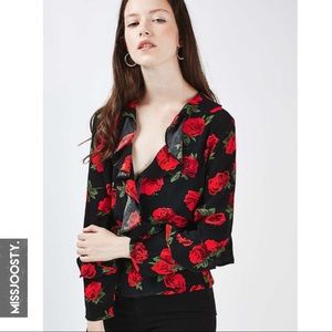 VDAY SALE 🌹 NWT Topshop Rose Ruffle Wrap Blouse